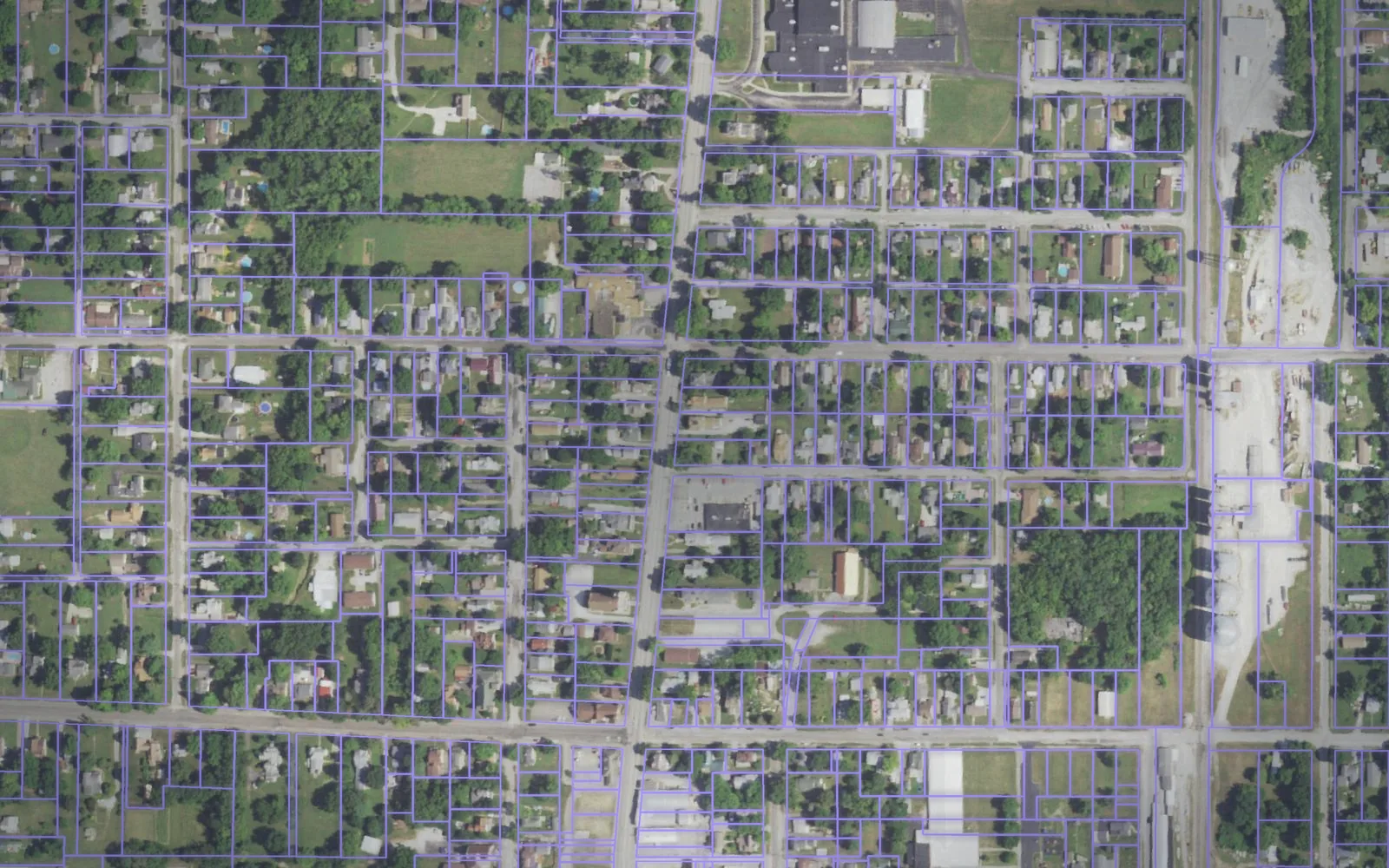 Parcel boundaries over aerial imagery of Greene County, Illinois