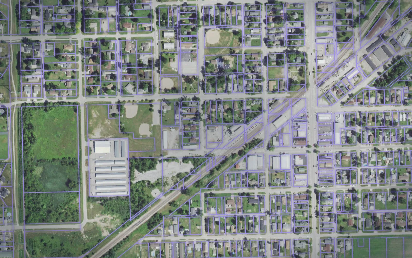 Parcel boundaries over aerial imagery of Grundy County, Illinois