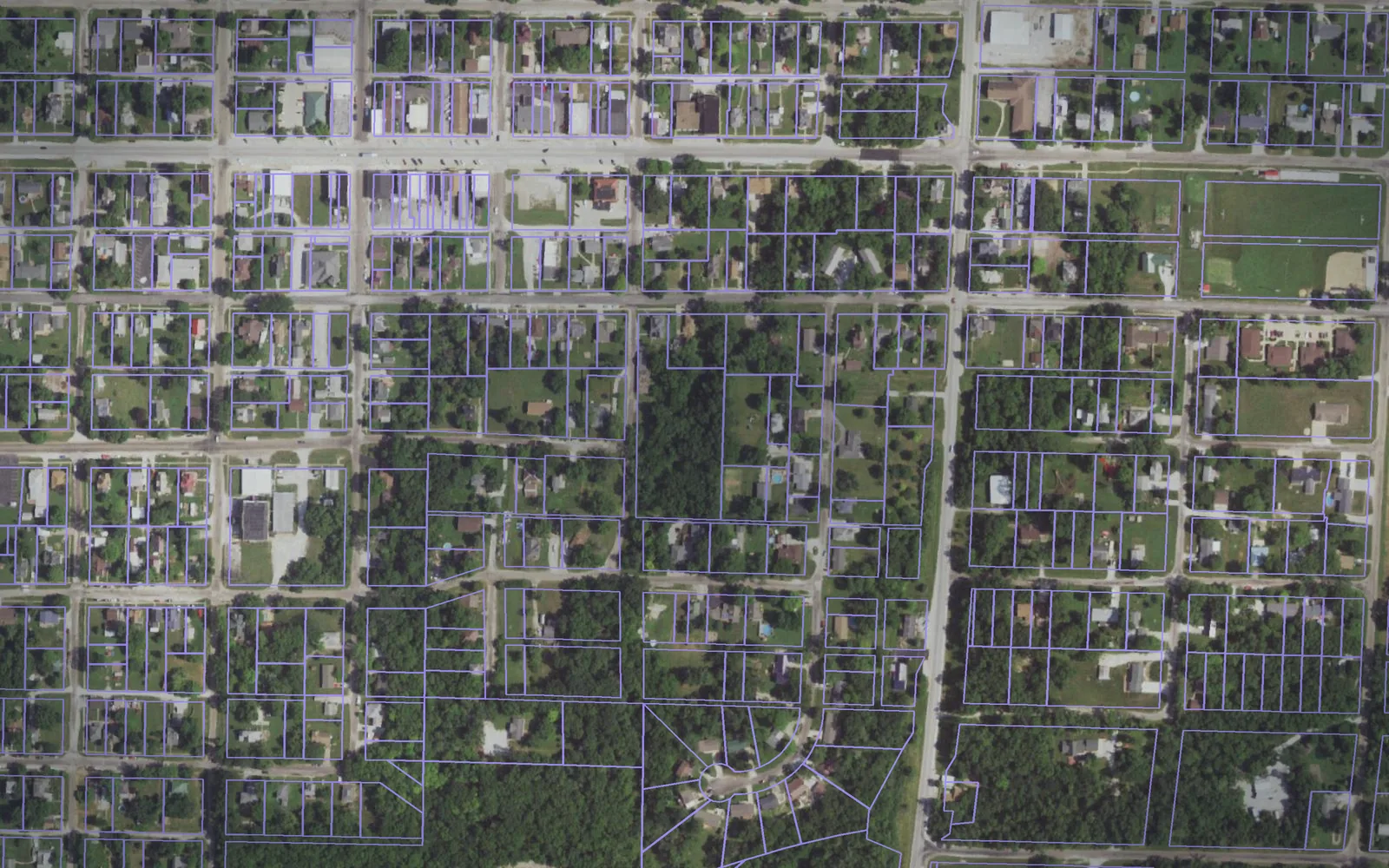 Parcel boundaries over aerial imagery of Hancock County, Illinois