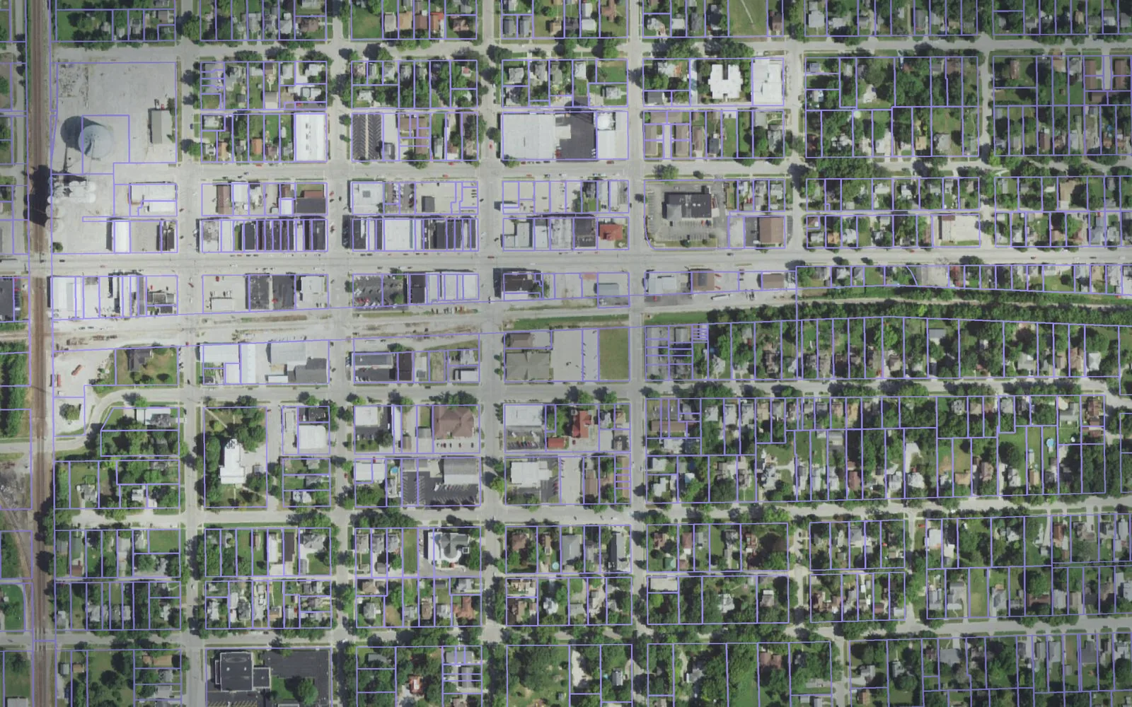 Parcel boundaries over aerial imagery of Iroquois County, Illinois