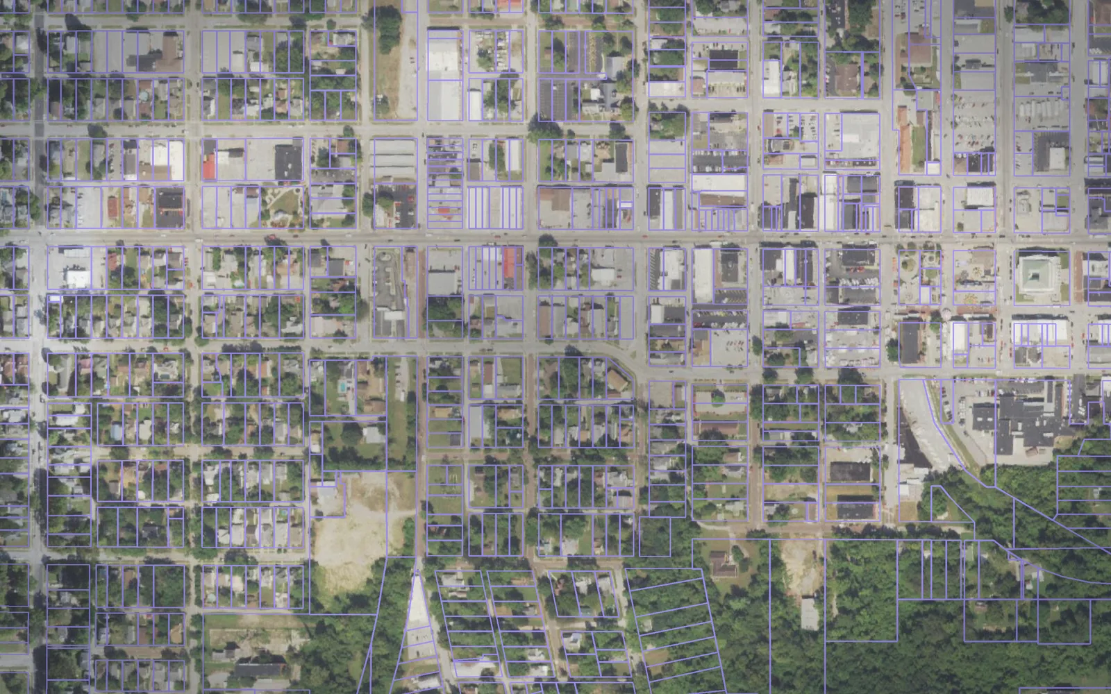 Parcel boundaries over aerial imagery of Jackson County, Illinois