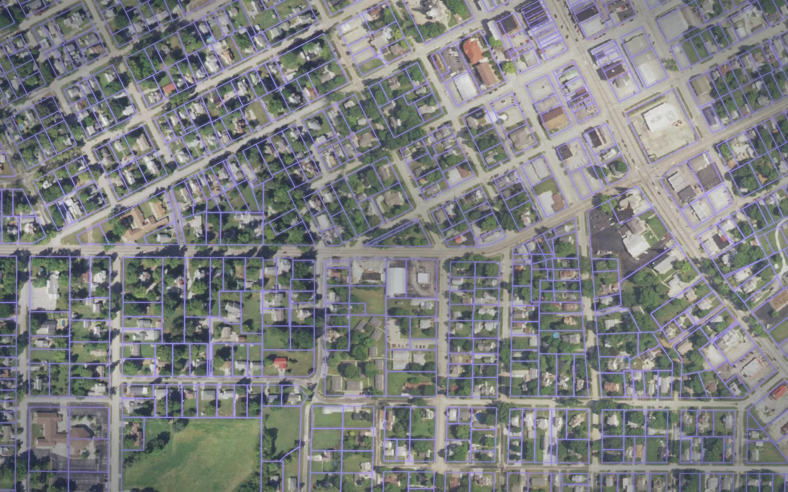 Parcel boundaries over aerial imagery of Jersey County, Illinois