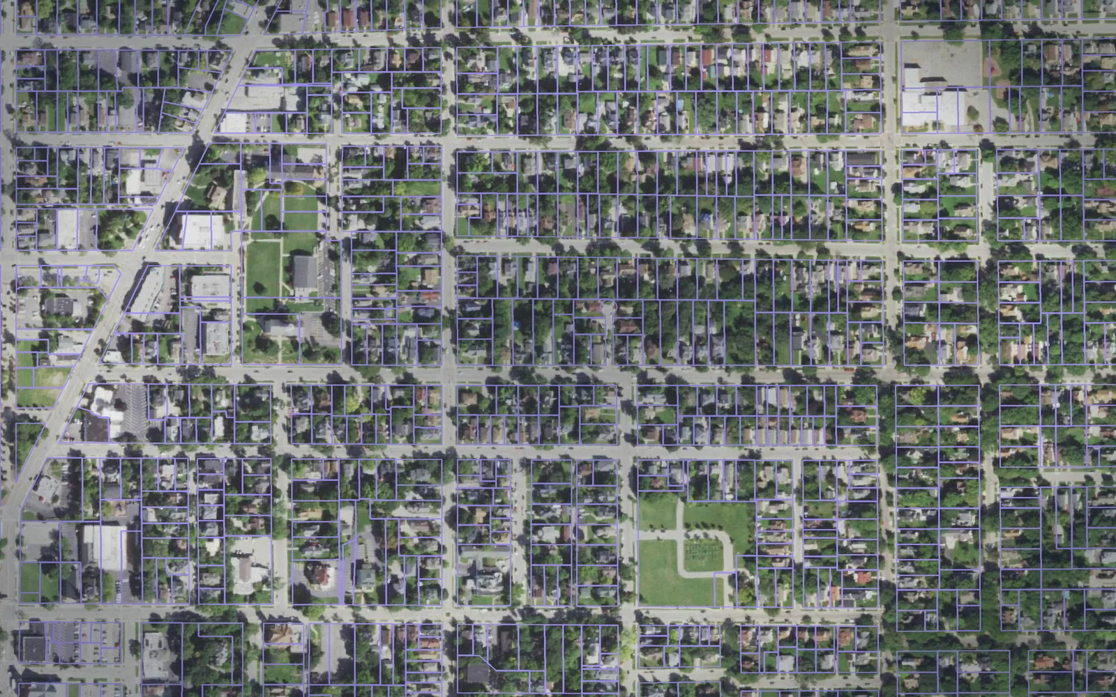 Parcel boundaries over aerial imagery of Kane County, Illinois