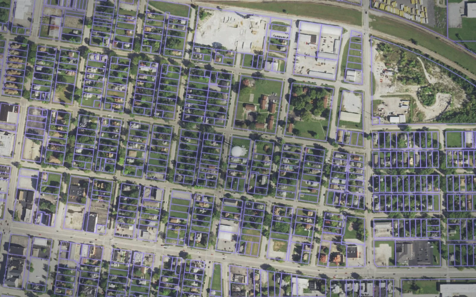 Parcel boundaries over aerial imagery of Kankakee County, Illinois
