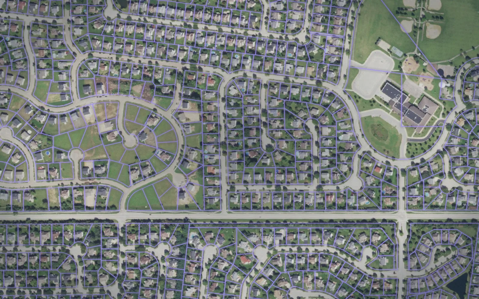 Parcel boundaries over aerial imagery of Kendall County, Illinois