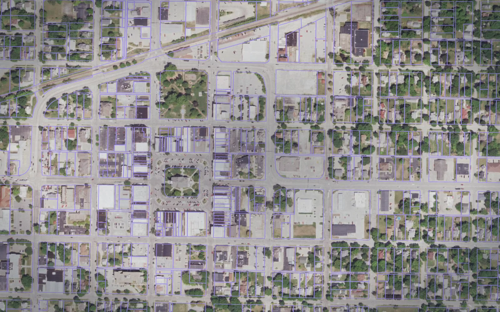 Parcel boundaries over aerial imagery of McDonough County, Illinois
