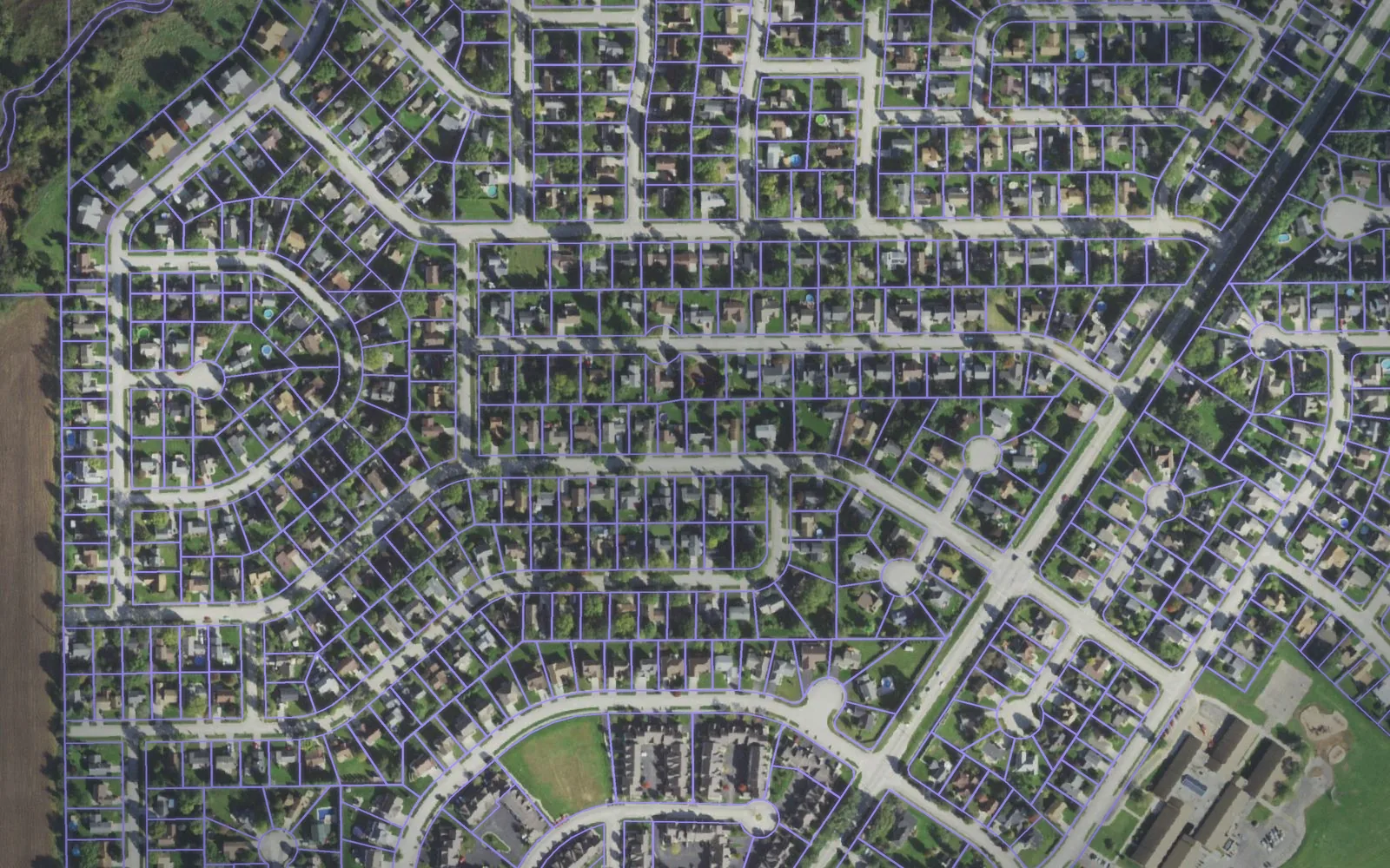Parcel boundaries over aerial imagery of McHenry County, Illinois