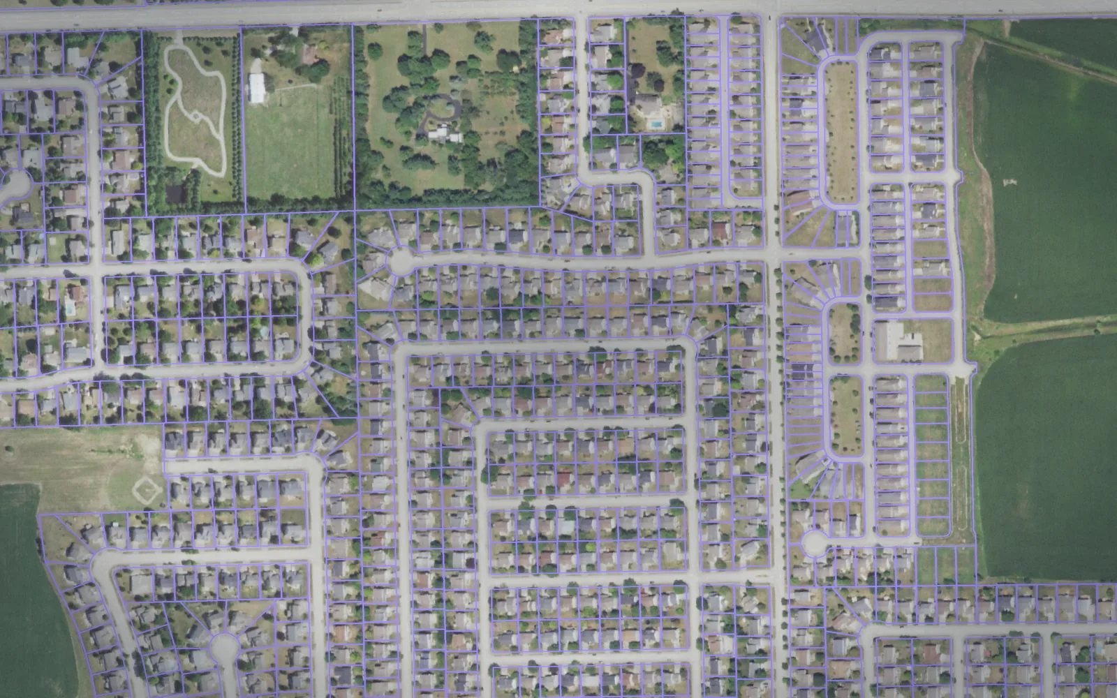 Parcel boundaries over aerial imagery of McLean County, Illinois