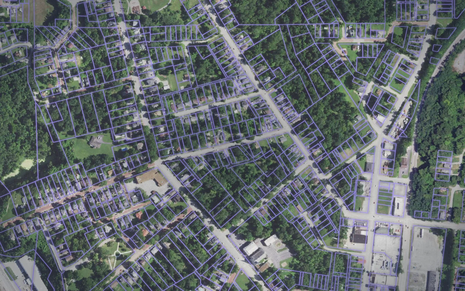Parcel boundaries over aerial imagery of Madison County, Illinois