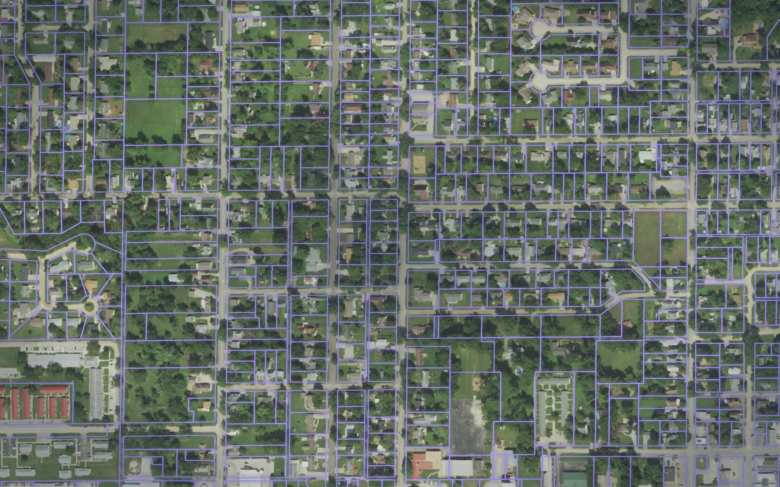 Parcel boundaries over aerial imagery of Marion County, Illinois