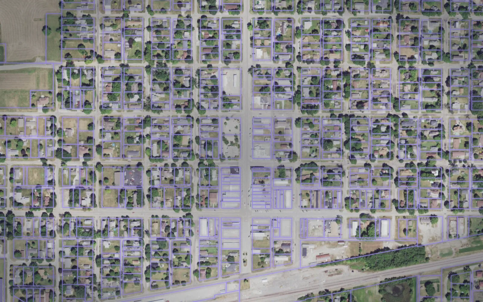 Parcel boundaries over aerial imagery of Marshall County, Illinois