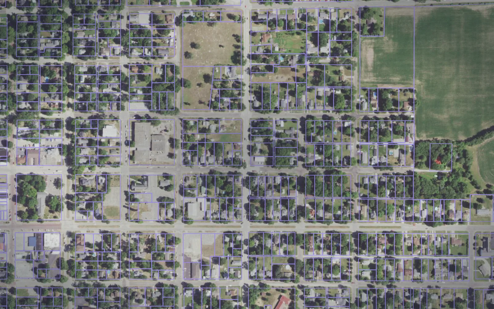 Parcel boundaries over aerial imagery of Mason County, Illinois