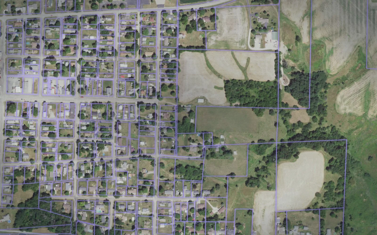 Parcel boundaries over aerial imagery of Mercer County, Illinois