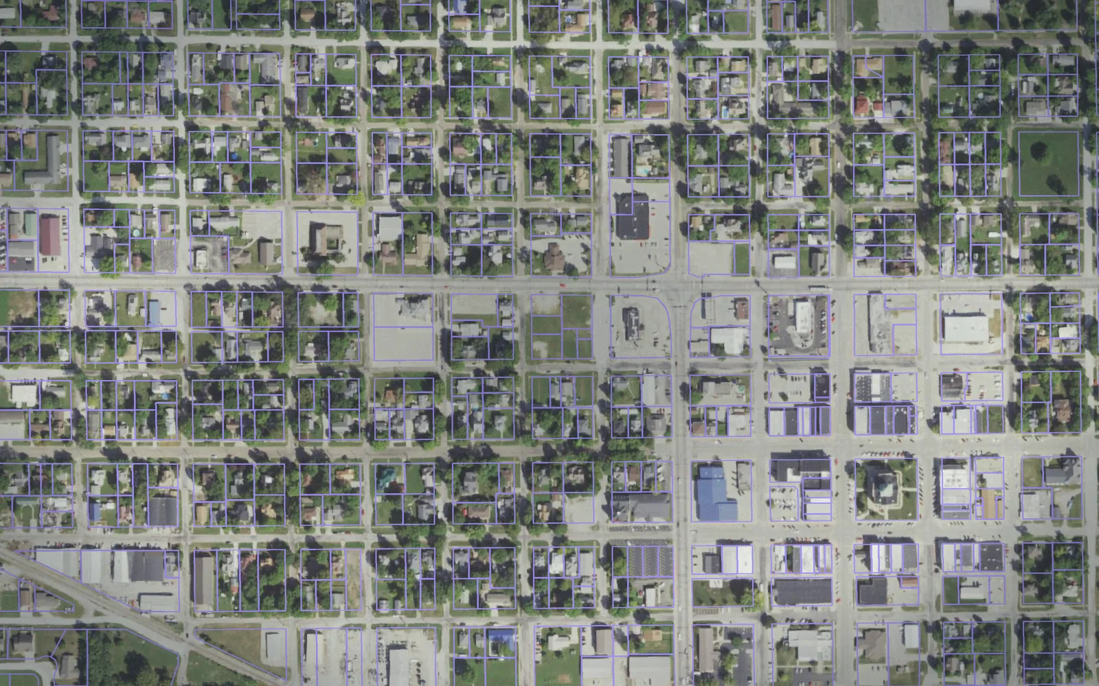 Parcel boundaries over aerial imagery of Moultrie County, Illinois