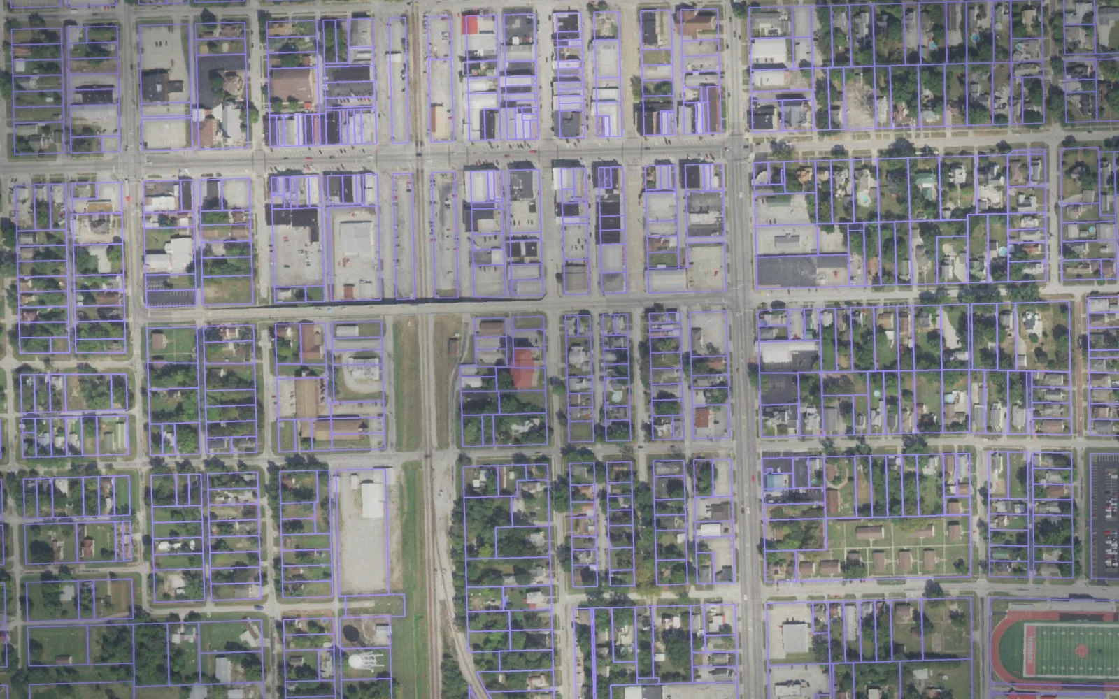 Parcel boundaries over aerial imagery of Perry County, Illinois
