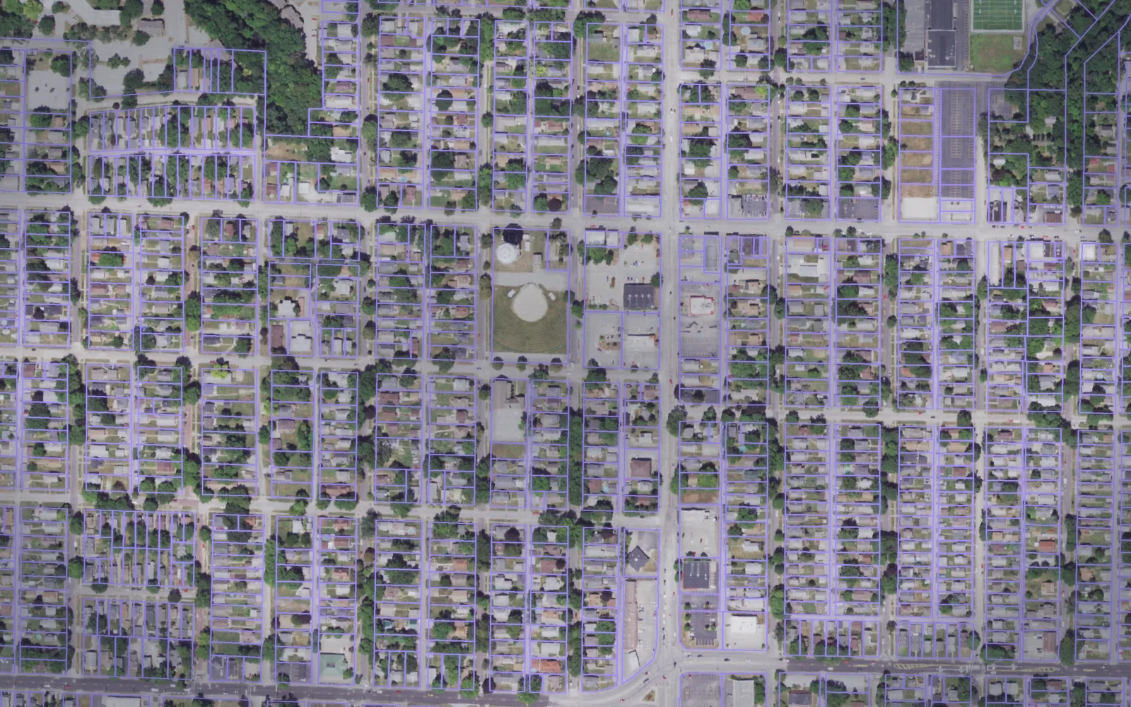 Parcel boundaries over aerial imagery of Rock Island County, Illinois