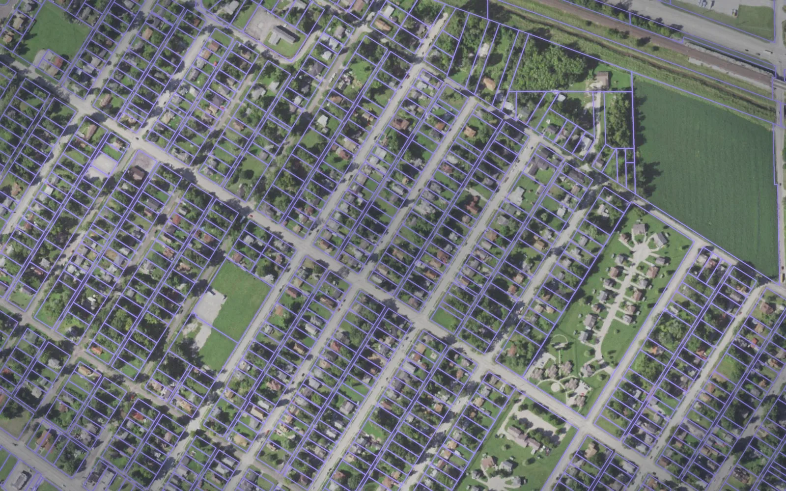 Parcel boundaries over aerial imagery of St. Clair County, Illinois