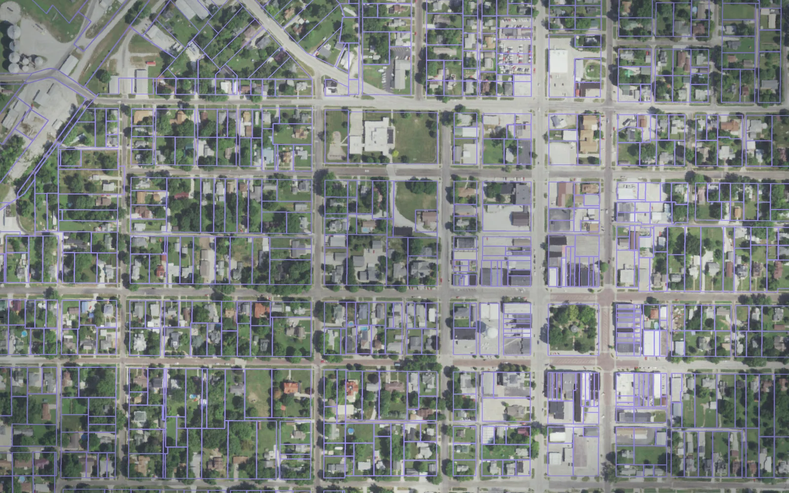 Parcel boundaries over aerial imagery of Schuyler County, Illinois
