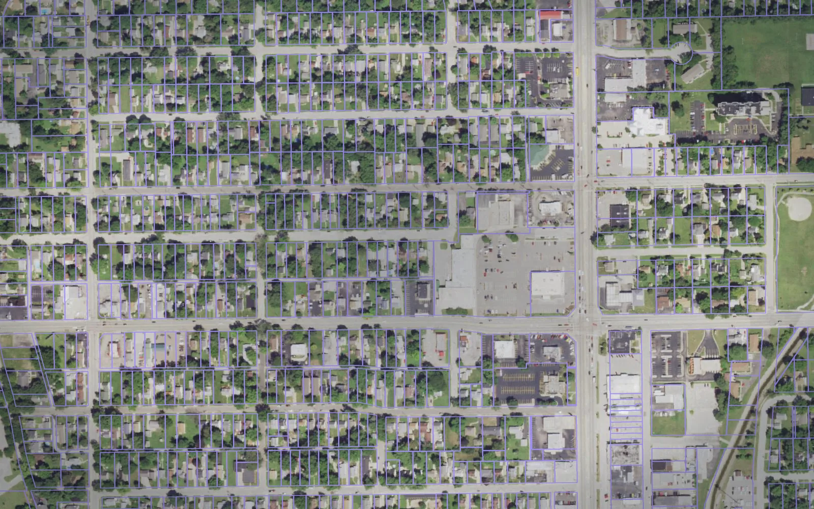 Parcel boundaries over aerial imagery of Stephenson County, Illinois