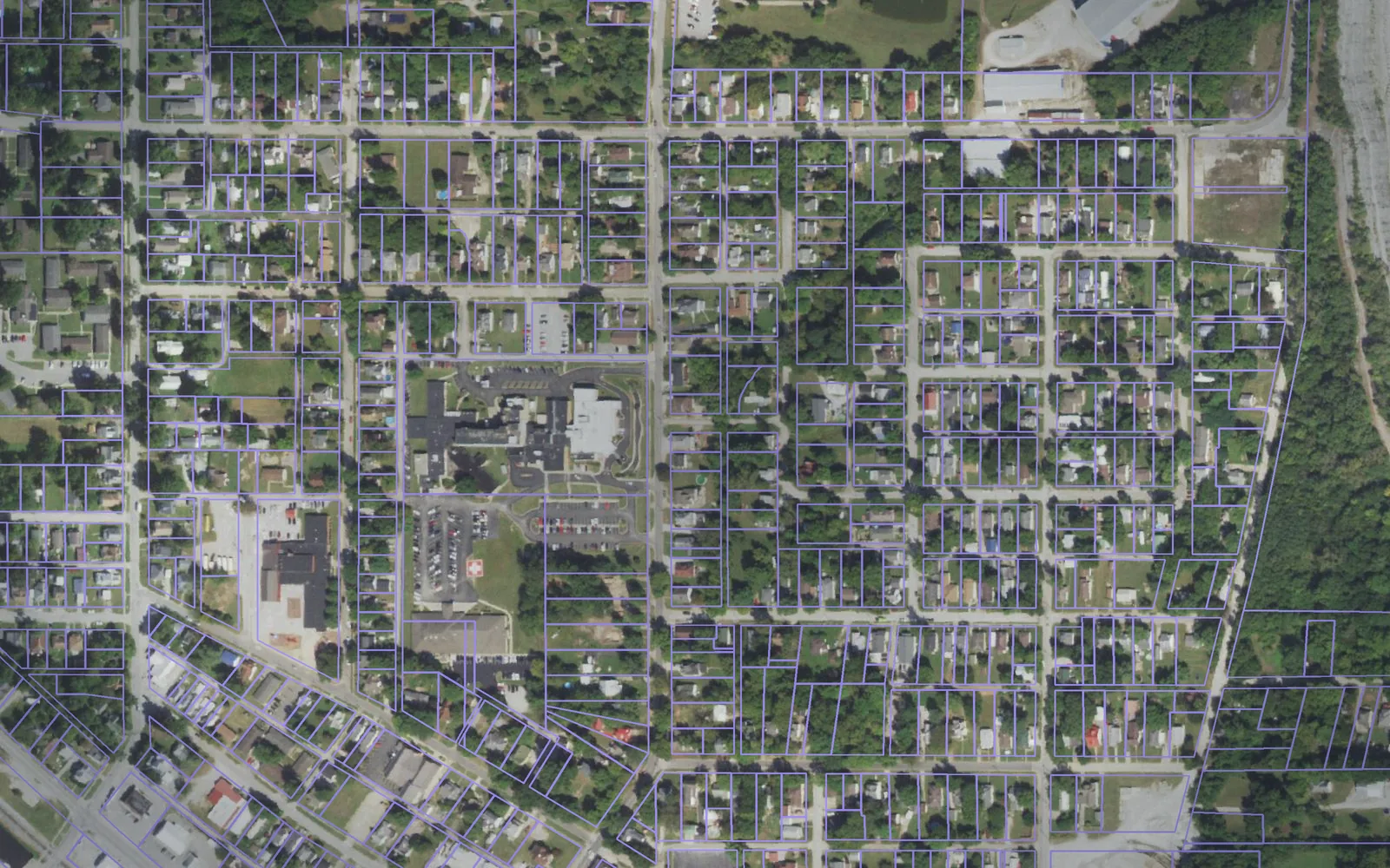 Parcel boundaries over aerial imagery of Union County, Illinois
