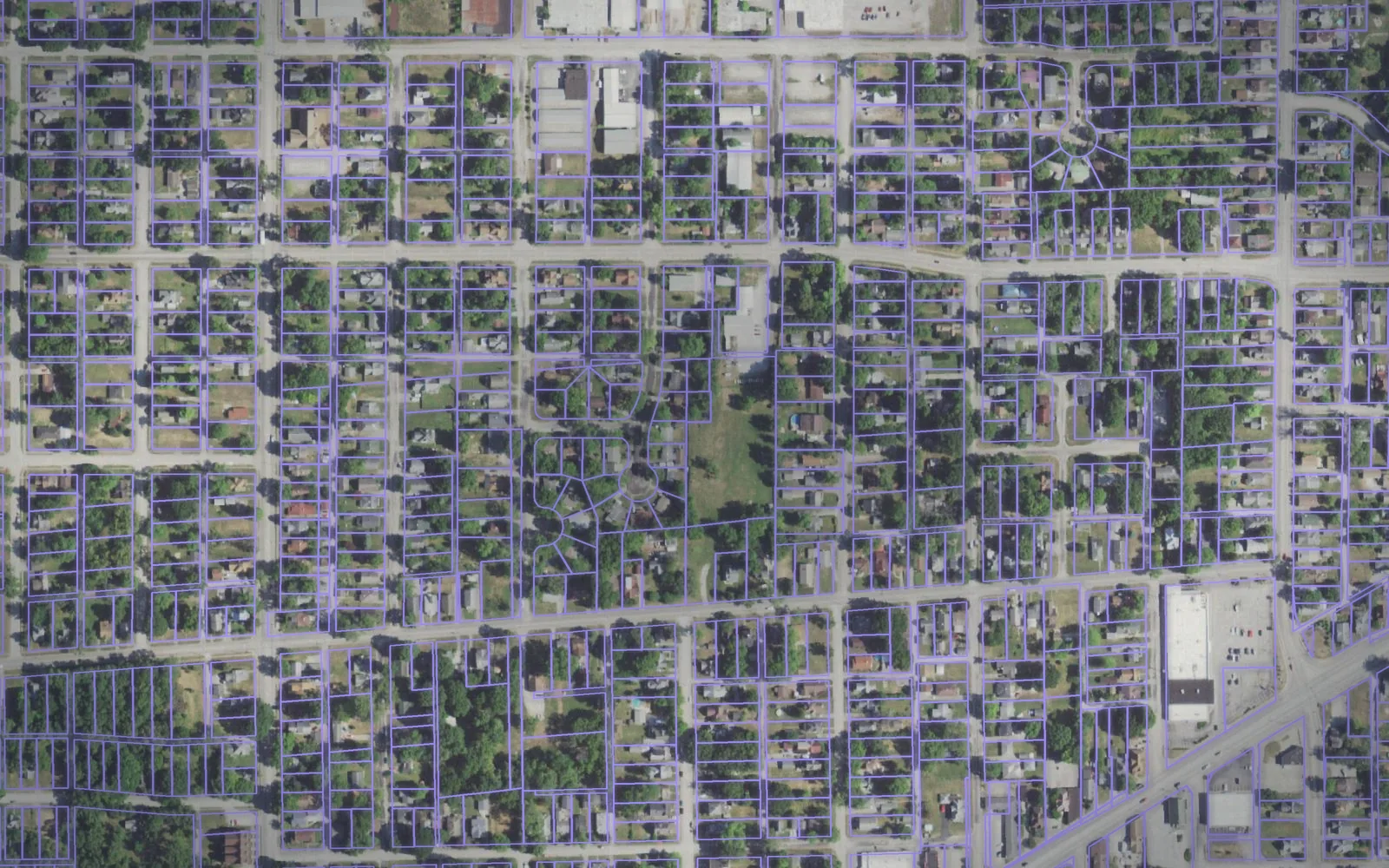 Parcel boundaries over aerial imagery of Vermilion County, Illinois
