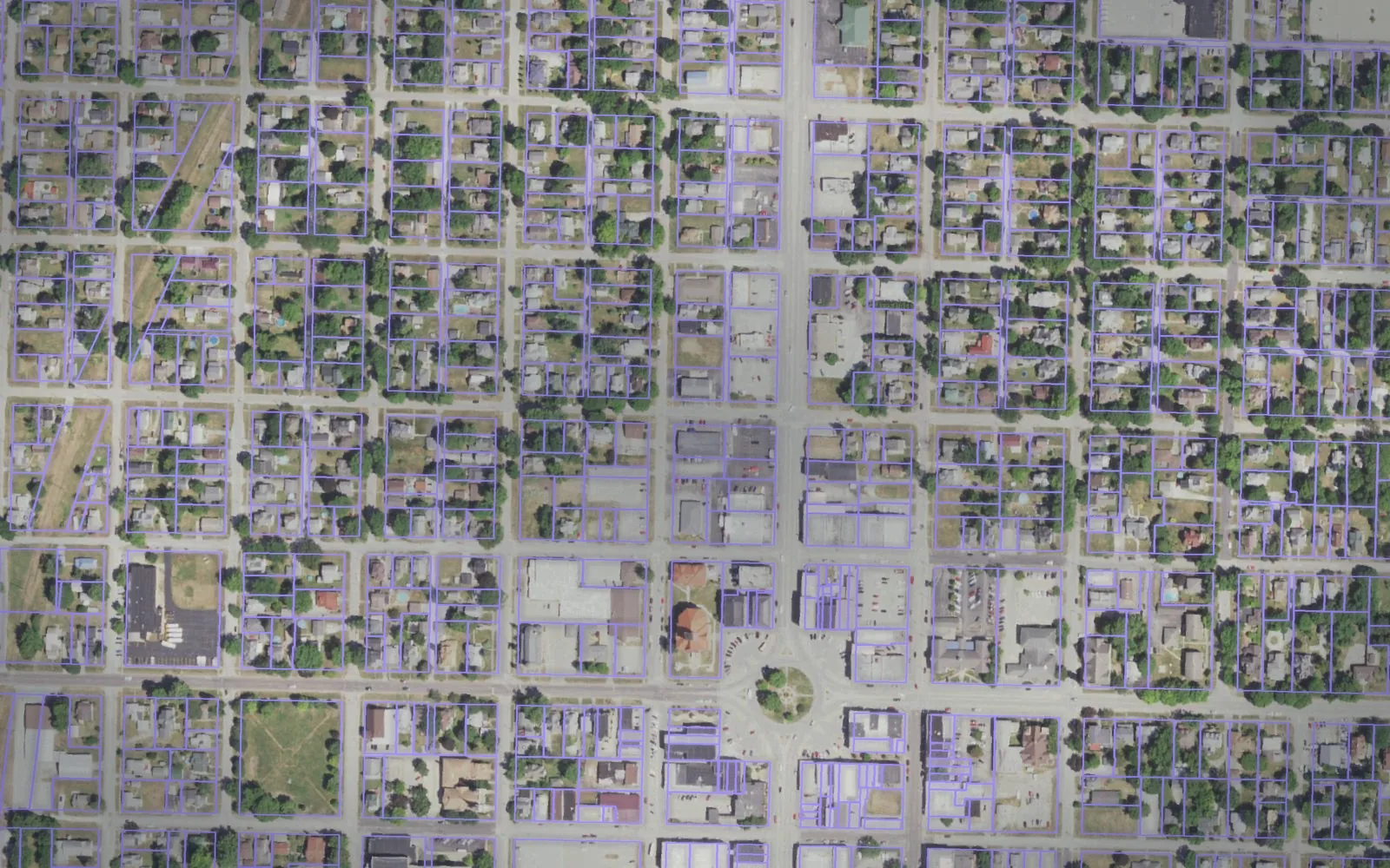 Parcel boundaries over aerial imagery of Warren County, Illinois