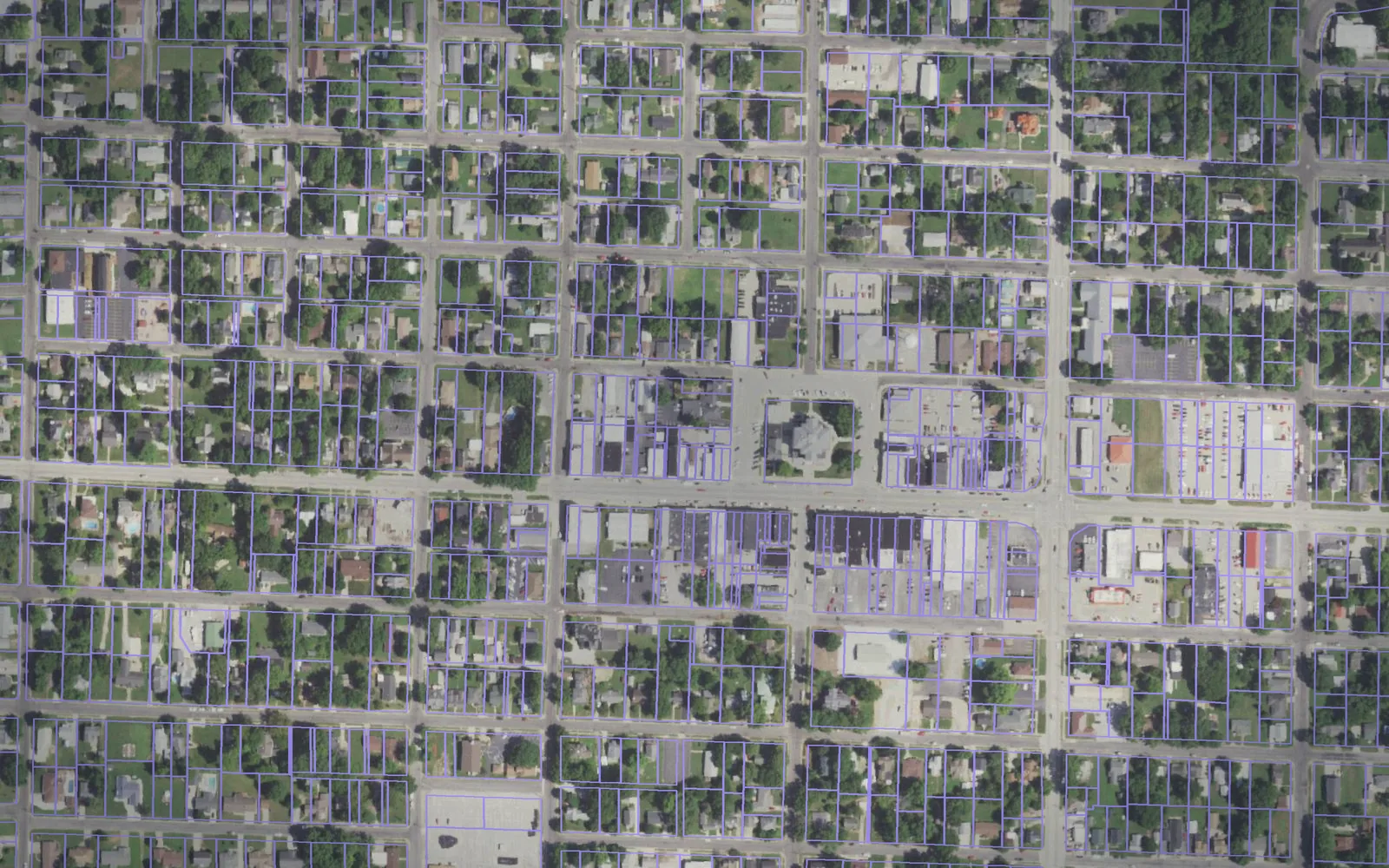 Parcel boundaries over aerial imagery of Washington County, Illinois
