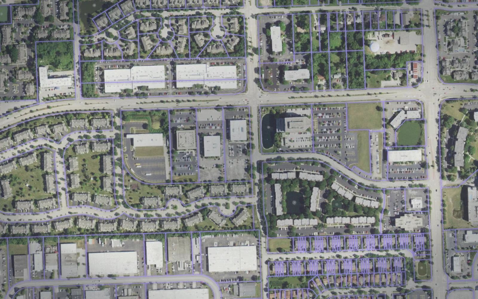 Parcel boundaries over aerial imagery of Wayne County, Illinois
