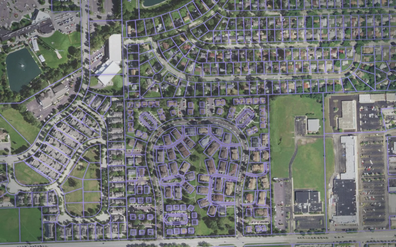 Parcel boundaries over aerial imagery of Will County, Illinois
