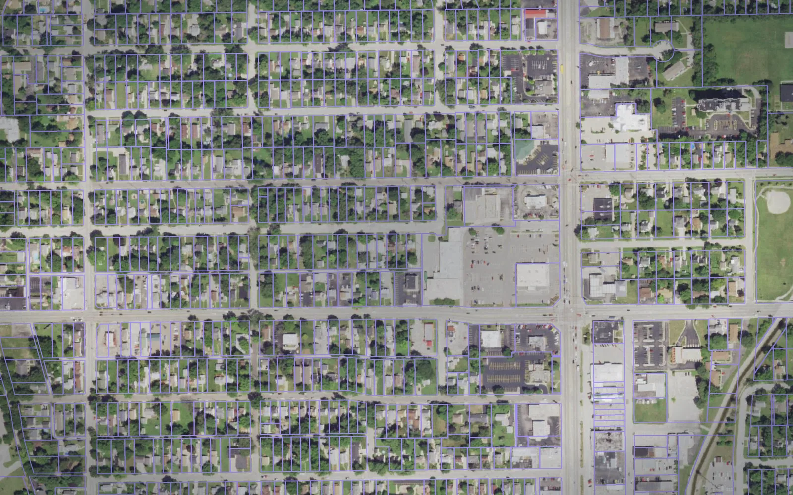 Parcel boundaries over aerial imagery of Winnebago County, Illinois