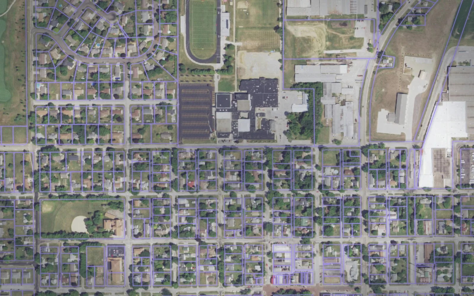 Parcel boundaries over aerial imagery of Woodford County, Illinois