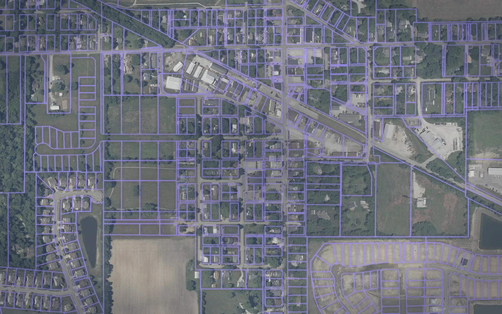 Parcel boundaries over aerial imagery of Boone County, Indiana