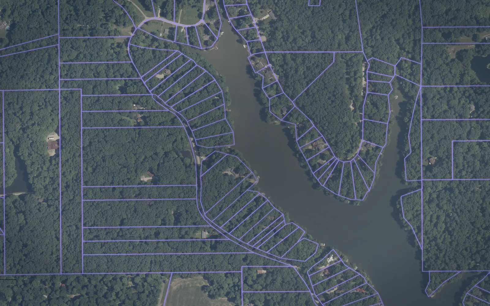 Parcel boundaries over aerial imagery of Brown County, Indiana