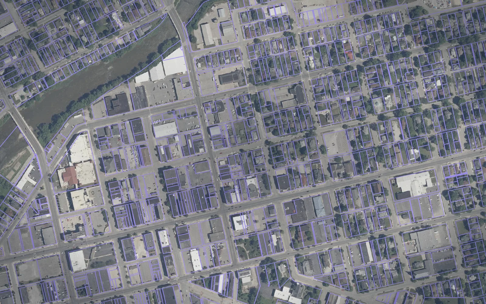 Parcel boundaries over aerial imagery of Cass County, Indiana
