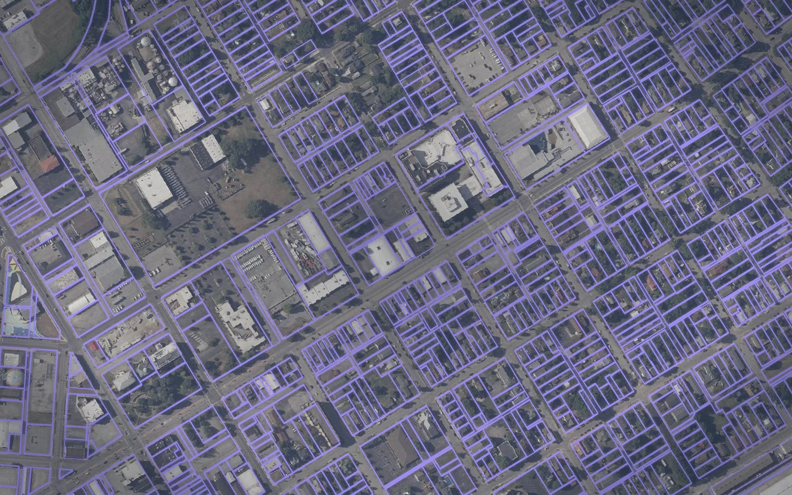 Parcel boundaries over aerial imagery of Clark County, Indiana