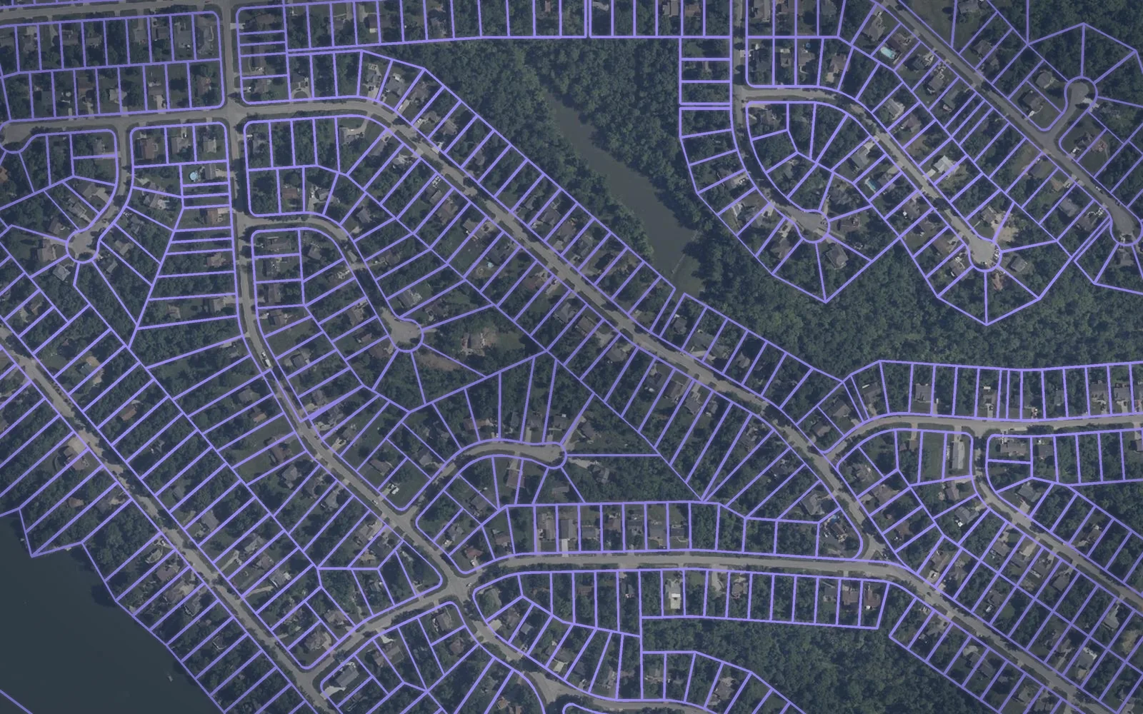 Parcel boundaries over aerial imagery of Dearborn County, Indiana
