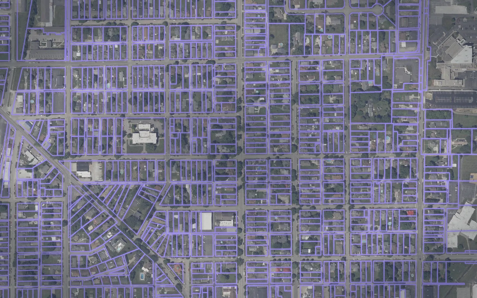 Parcel boundaries over aerial imagery of Decatur County, Indiana