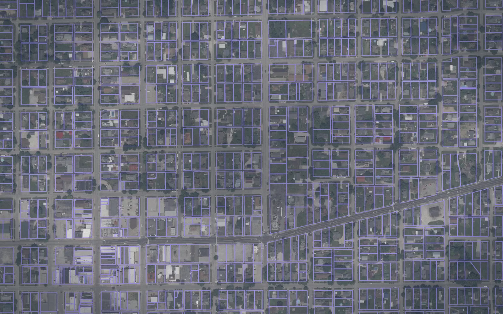 Parcel boundaries over aerial imagery of Greene County, Indiana