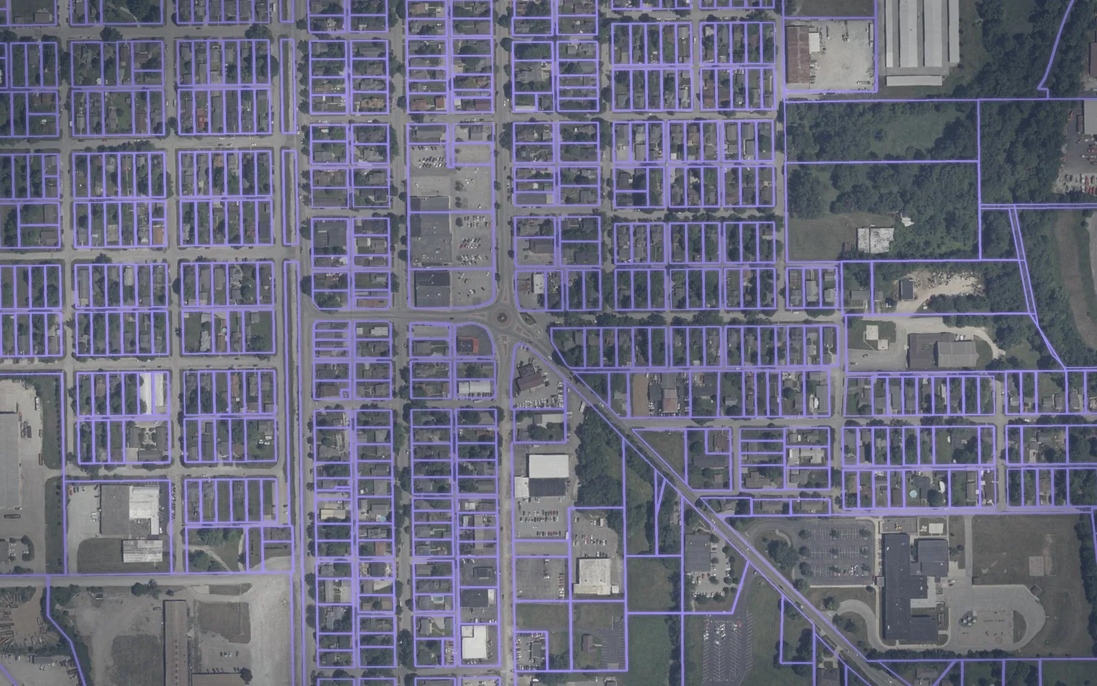 Parcel boundaries over aerial imagery of Hamilton County, Indiana