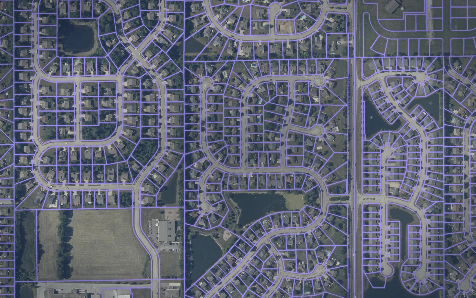 Parcel boundaries over aerial imagery of Hendricks County, Indiana