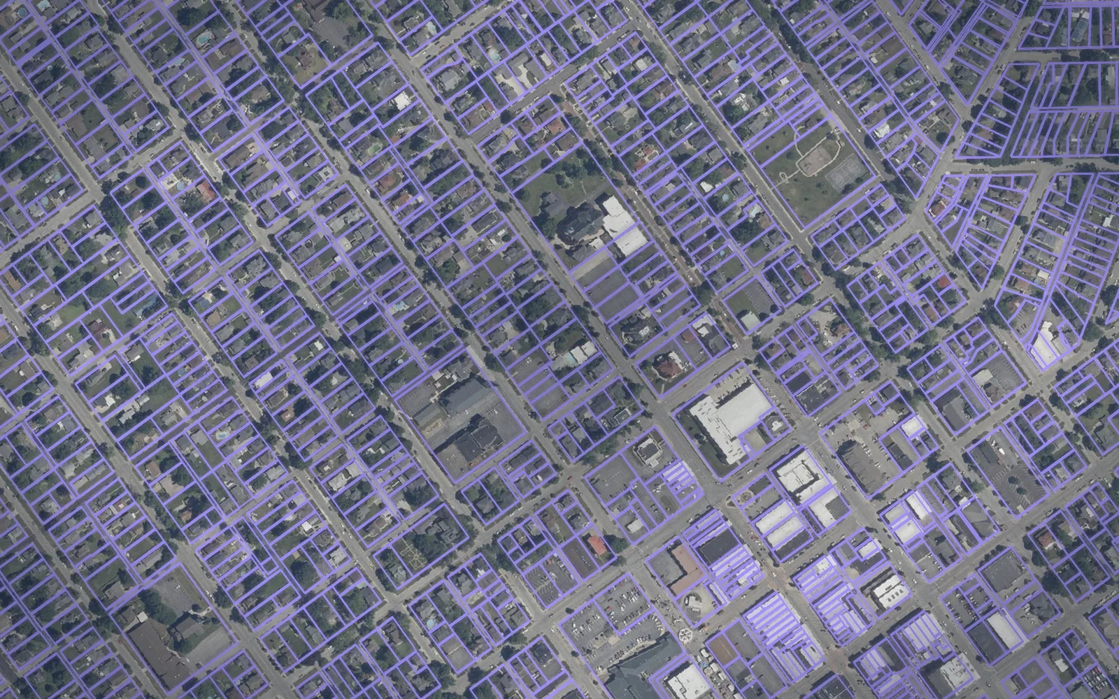 Parcel boundaries over aerial imagery of Huntington County, Indiana