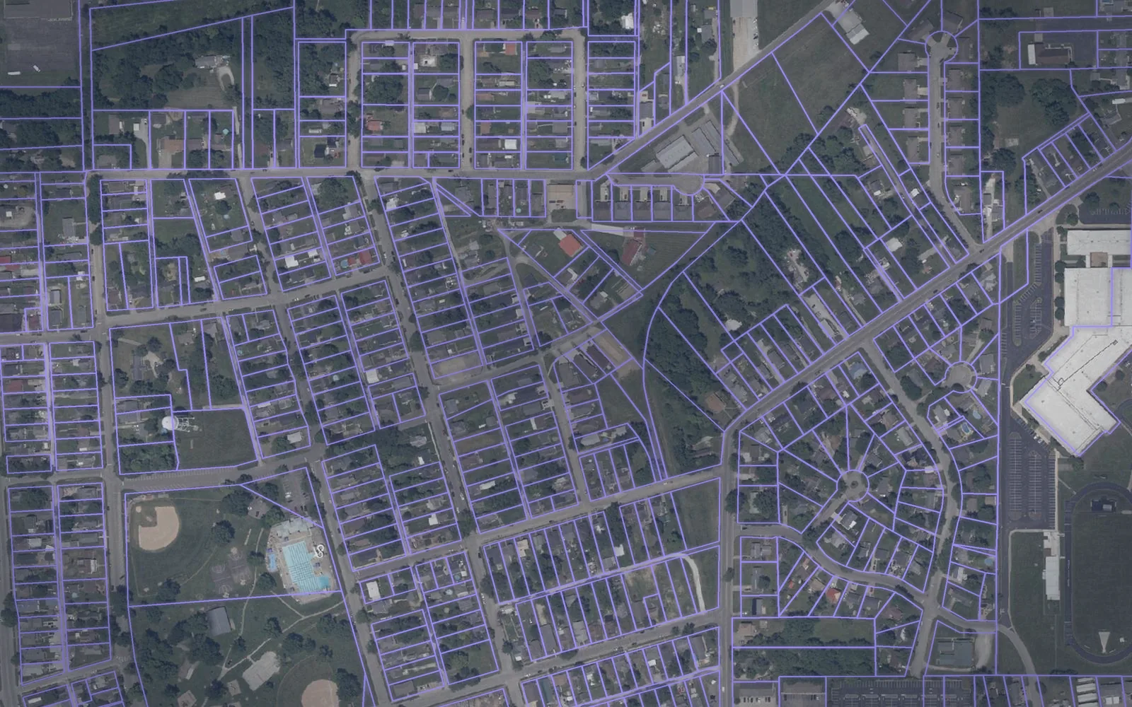 Parcel boundaries over aerial imagery of Jackson County, Indiana