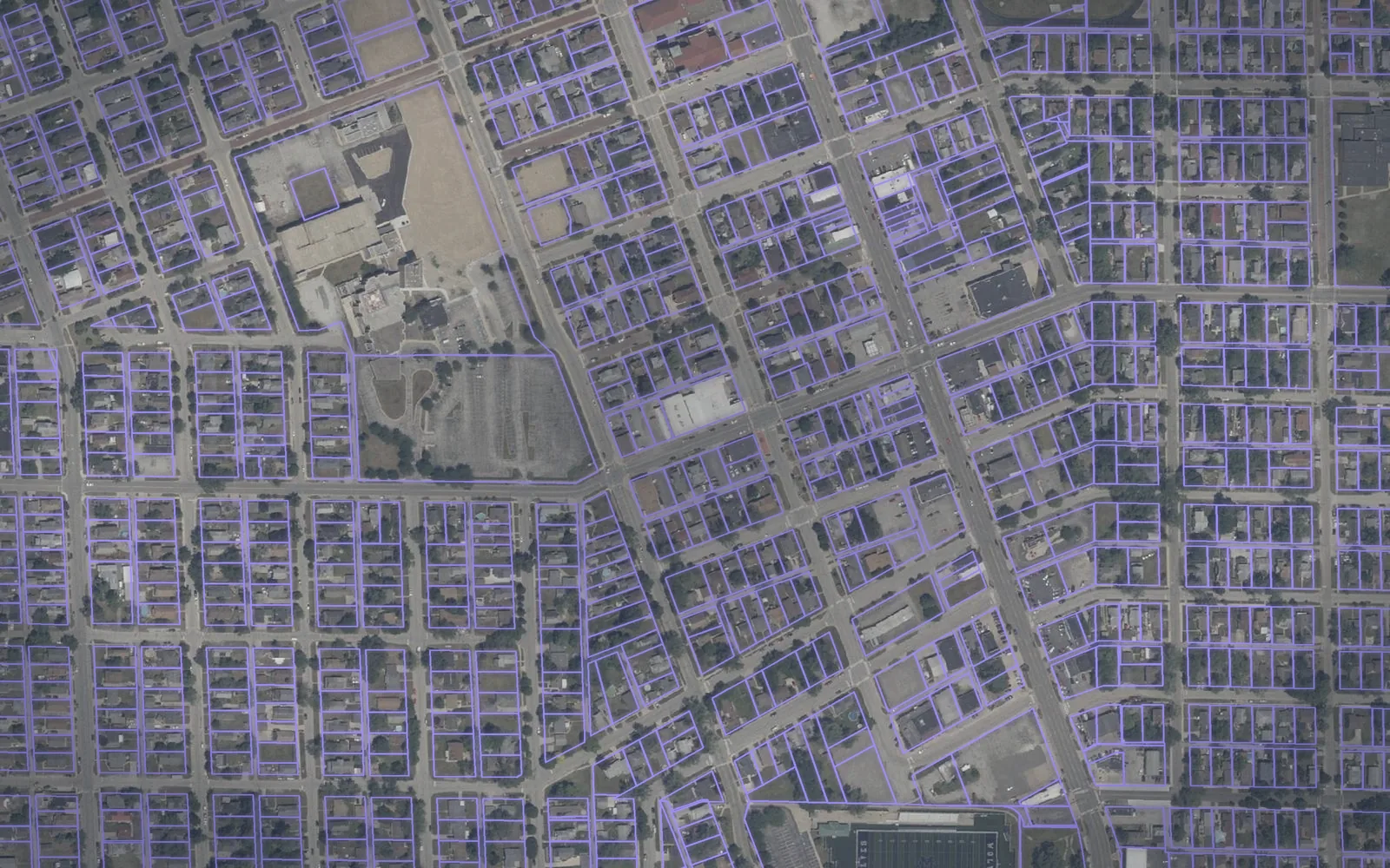 Parcel boundaries over aerial imagery of LaPorte County, Indiana