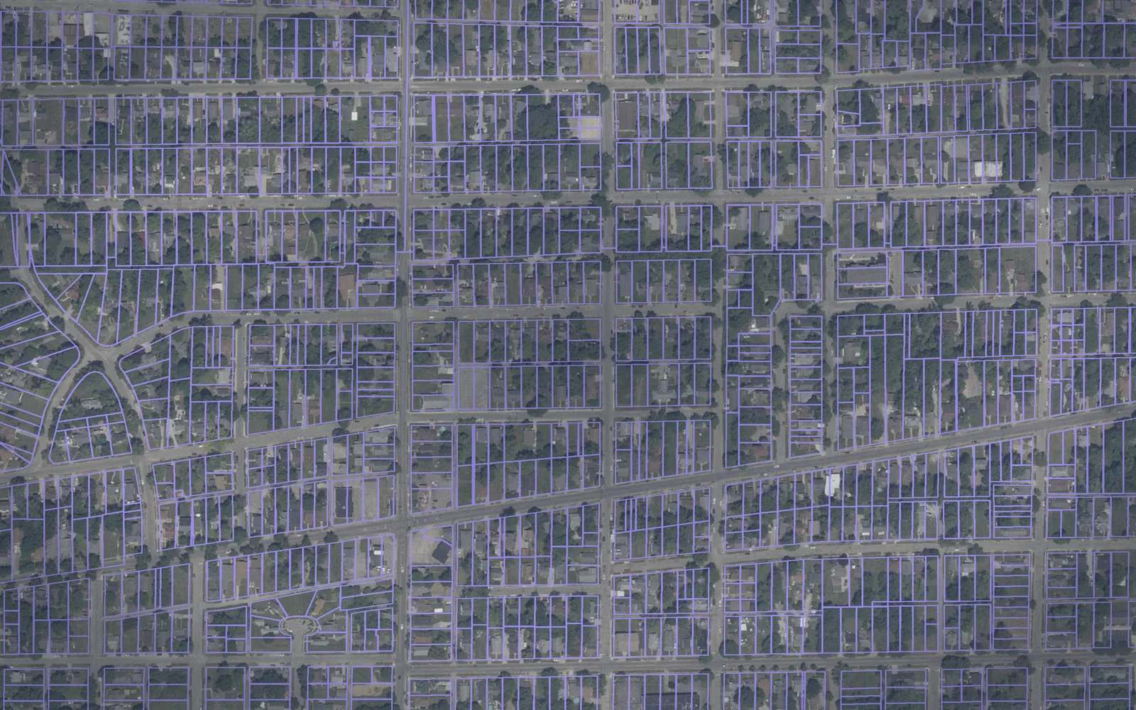 Parcel boundaries over aerial imagery of Madison County, Indiana