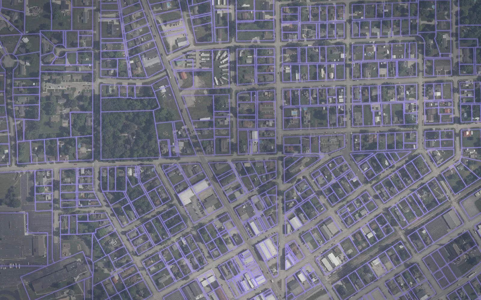 Parcel boundaries over aerial imagery of Martin County, Indiana