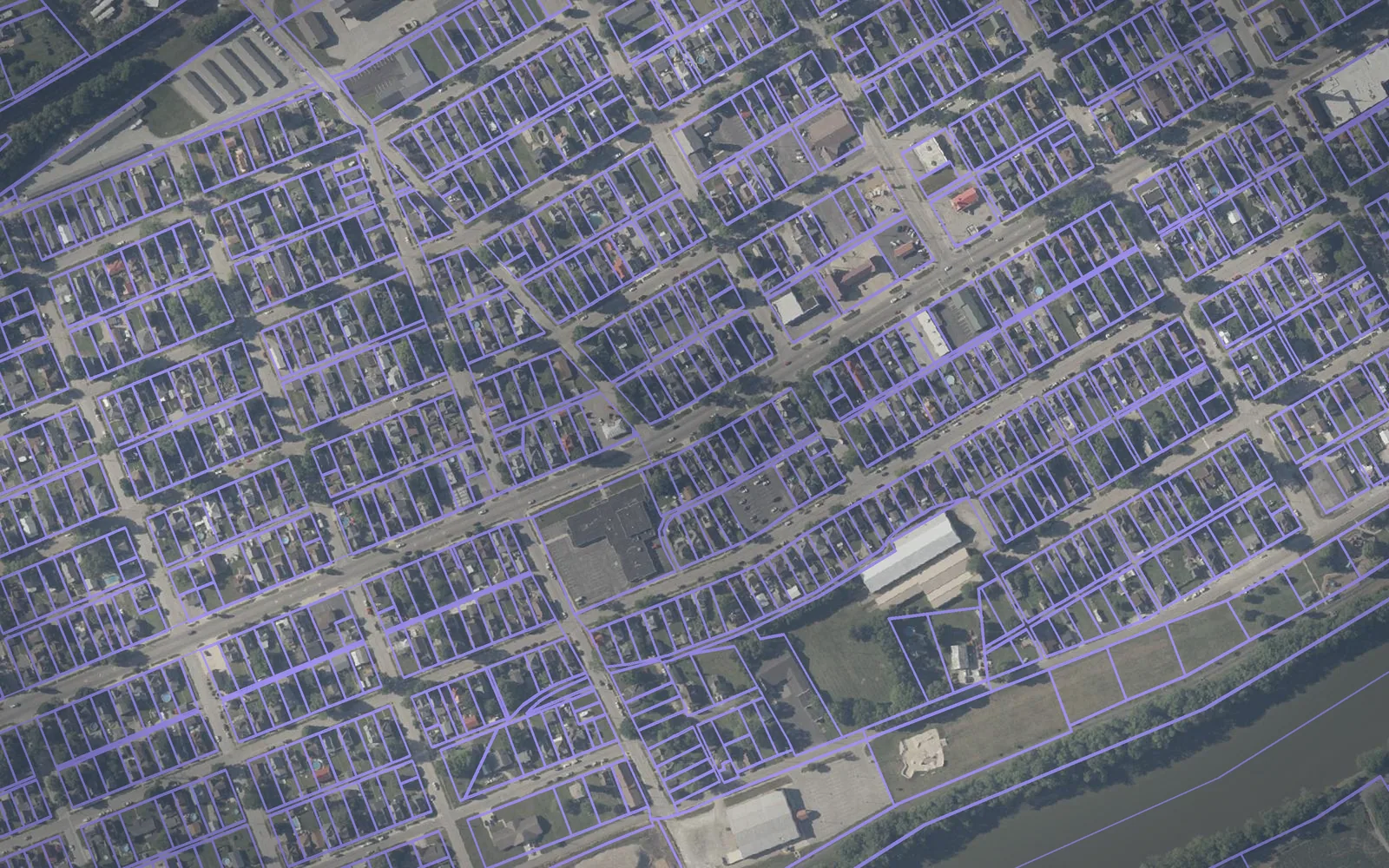 Parcel boundaries over aerial imagery of Miami County, Indiana