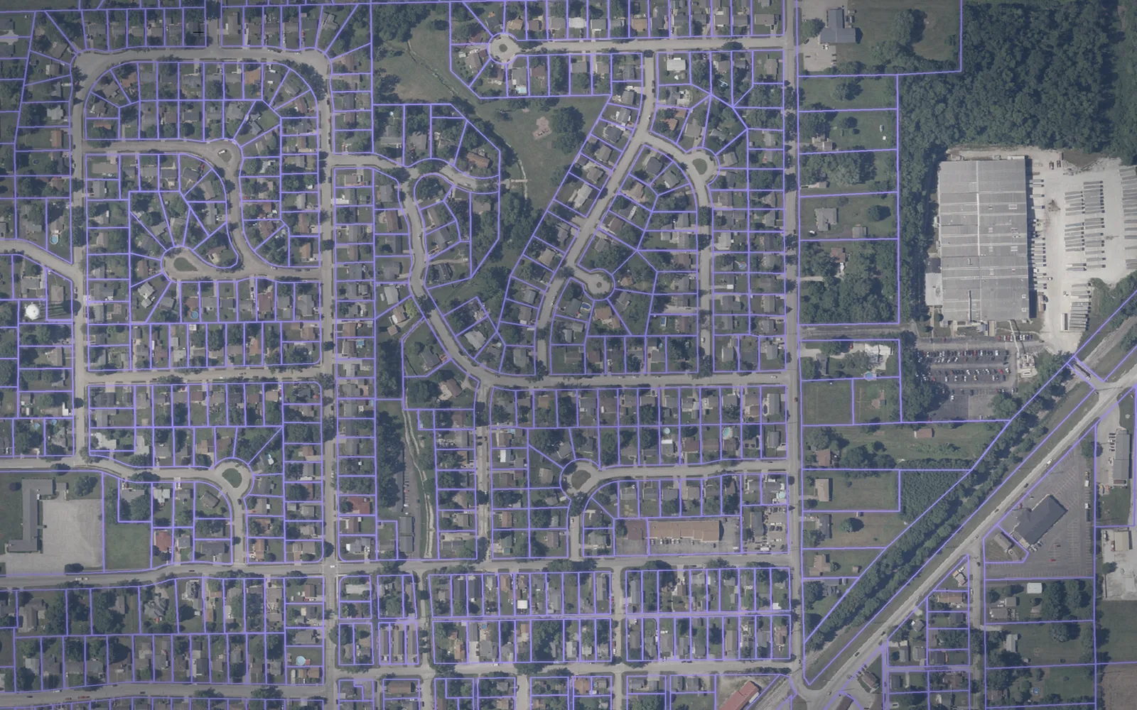Parcel boundaries over aerial imagery of Morgan County, Indiana