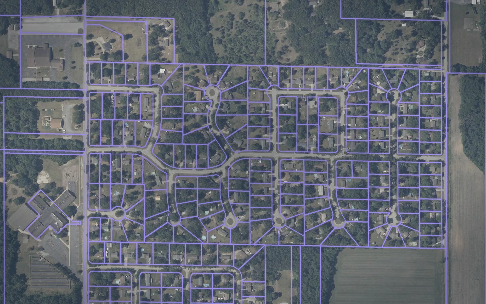 Parcel boundaries over aerial imagery of Newton County, Indiana