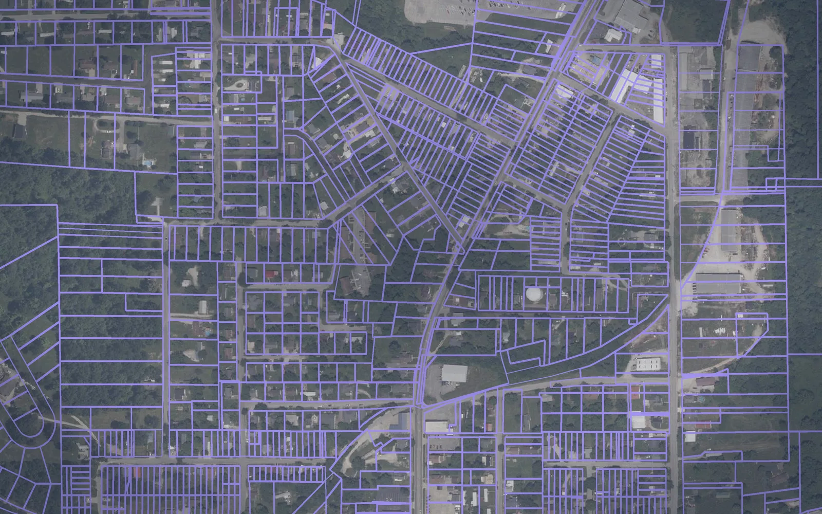 Parcel boundaries over aerial imagery of Orange County, Indiana