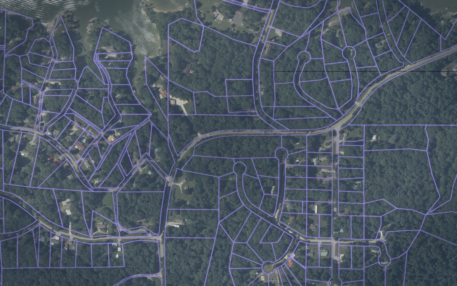 Parcel boundaries over aerial imagery of Parke County, Indiana